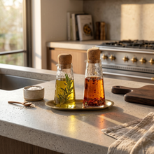 Glass Carafe Set with Brass Tray