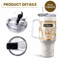 A Master Of Style Hairdresser Salon Tools Mother Of Pearl Mosaic - Personalized 40oz Tumbler With Straw - HAIR027_TBS