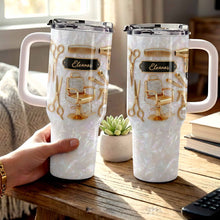 A Master Of Style Hairdresser Salon Tools Mother Of Pearl Mosaic - Personalized 40oz Tumbler With Straw - HAIR027_TBS
