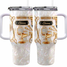A Master Of Style Hairdresser Salon Tools Mother Of Pearl Mosaic - Personalized 40oz Tumbler With Straw - HAIR027_TBS