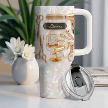 A Master Of Style Hairdresser Salon Tools Mother Of Pearl Mosaic - Personalized 40oz Tumbler With Straw - HAIR027_TBS