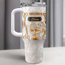 A Master Of Style Hairdresser Salon Tools Mother Of Pearl Mosaic - Personalized 40oz Tumbler With Straw - HAIR027_TBS