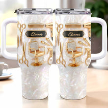 A Master Of Style Hairdresser Salon Tools Mother Of Pearl Mosaic - Personalized 40oz Tumbler With Straw - HAIR027_TBS