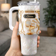 A Master Of Style Hairdresser Salon Tools Mother Of Pearl Mosaic - Personalized 40oz Tumbler With Straw - HAIR027_TBS