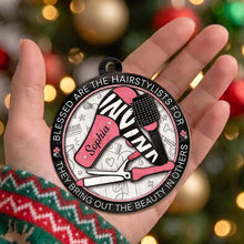 Blessed Are The Hairstylists With Hair Dryer And Salon Tools Design - Personalized Custom Wood Ornament, Custom Shaped - HAIR167_WDO