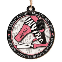 Blessed Are The Hairstylists With Hair Dryer And Salon Tools Design - Personalized Custom Wood Ornament, Custom Shaped - HAIR167_WDO