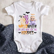 My First Halloween Just Here For The Boobies - Personalized Custom Baby Onesie - HALW031_ONES