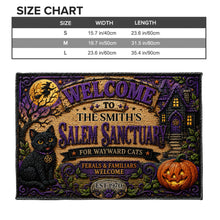 Welcome To Our Salem Sanctuary Black Cat And Pumpkin - Personalized Custom Doormat - HALW110_DRM