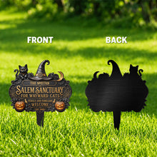 Salem Sanctuary For Wayward Cats Black Cat Pumpkin Witch Hat - Personalized Metal Garden Stake - HALW111_MEGSTA