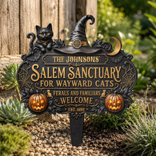 Salem Sanctuary For Wayward Cats Black Cat Pumpkin Witch Hat - Personalized Metal Garden Stake - HALW111_MEGSTA