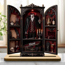 Vampire's Hidden Lair Of The Undead With Gothic Suit And Coffin - Personalized Custom 2-Layer Wood Plaque With Flat Base - HALW113_WPLA