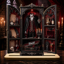 Vampire's Hidden Lair Of The Undead With Gothic Suit And Coffin - Personalized Custom 2-Layer Wood Plaque With Flat Base - HALW113_WPLA
