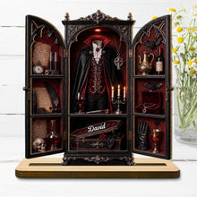 Vampire's Hidden Lair Of The Undead With Gothic Suit And Coffin - Personalized Custom 2-Layer Wood Plaque With Flat Base - HALW113_WPLA