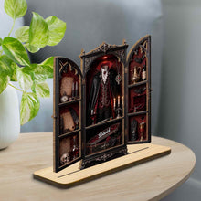 Vampire's Hidden Lair Of The Undead With Gothic Suit And Coffin - Personalized Custom 2-Layer Wood Plaque With Flat Base - HALW113_WPLA