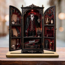 Vampire's Hidden Lair Of The Undead With Gothic Suit And Coffin - Personalized Custom 2-Layer Wood Plaque With Flat Base - HALW113_WPLA