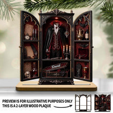 Vampire's Hidden Lair Of The Undead With Gothic Suit And Coffin - Personalized Custom 2-Layer Wood Plaque With Flat Base - HALW113_WPLA