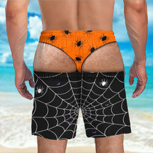 Spooky Vibes Creepy Spiders And Webs Funny Illusion Design - Personalized Men's Beach Shorts - HALW166_MEBES