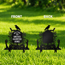 Welcome To Our Haunted Home With Pumpkins And Bats - Personalized Metal Garden Stake - HALW185_MEGSTA