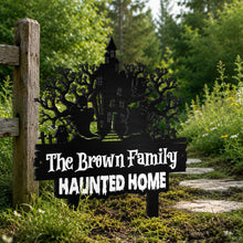 Our Family Haunted Home With Spooky House And Ghosts - Personalized Metal Garden Stake - HALW188_MEGSTA