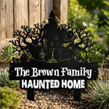 Our Family Haunted Home With Spooky House And Ghosts - Personalized Metal Garden Stake - HALW188_MEGSTA