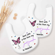 Sent With A Kiss From Great Grandma, Butterflies Design - Personalized Baby Bib - HME227_BBB