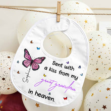 Sent With A Kiss From Great Grandma, Butterflies Design - Personalized Baby Bib - HME227_BBB