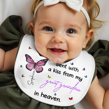 Sent With A Kiss From Great Grandma, Butterflies Design - Personalized Baby Bib - HME227_BBB