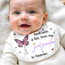 Sent With A Kiss From Great Grandma, Butterflies Design - Personalized Baby Bib - HME227_BBB