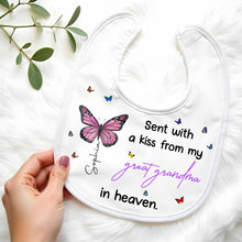 Sent With A Kiss From Great Grandma, Butterflies Design - Personalized Baby Bib - HME227_BBB