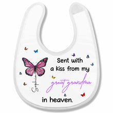 Sent With A Kiss From Great Grandma, Butterflies Design - Personalized Baby Bib - HME227_BBB