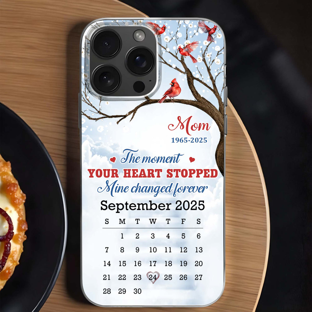 The Moment Your Heart Stopped, Memorial Cardinal Design - Personalized Clear Phone Case - HME341_PHC