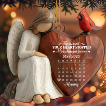The Moment Your Heart Stopped, Angel Holding Heart - Personalized Custom Wood Ornament, Custom Shaped - HME453_WDO