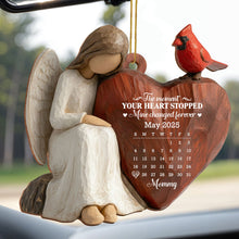 The Moment Your Heart Stopped, Angel Holding Heart - Personalized Custom Wood Ornament, Custom Shaped - HME453_WDO