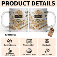 Mahjong A Game Of Strategy And Beauty With Mother Of Pearl Tiles And Fan - Personalized Custom Coffee Mug - HOB219_MG