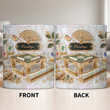 Mahjong A Game Of Strategy And Beauty With Mother Of Pearl Tiles And Fan - Personalized Custom Coffee Mug - HOB219_MG