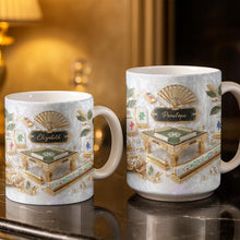 Mahjong A Game Of Strategy And Beauty With Mother Of Pearl Tiles And Fan - Personalized Custom Coffee Mug - HOB219_MG