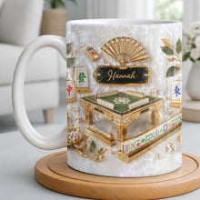 Mahjong A Game Of Strategy And Beauty With Mother Of Pearl Tiles And Fan - Personalized Custom Coffee Mug - HOB219_MG