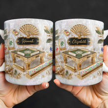 Mahjong A Game Of Strategy And Beauty With Mother Of Pearl Tiles And Fan - Personalized Custom Coffee Mug - HOB219_MG