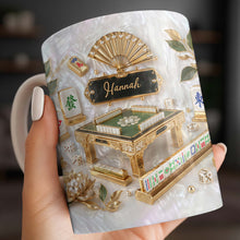 Mahjong A Game Of Strategy And Beauty With Mother Of Pearl Tiles And Fan - Personalized Custom Coffee Mug - HOB219_MG