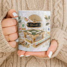 Mahjong A Game Of Strategy And Beauty With Mother Of Pearl Tiles And Fan - Personalized Custom Coffee Mug - HOB219_MG
