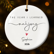 The Year I Learned Mahjong Ornament With Heart - Personalized Custom Ceramic Ornament With Round Shape - HOB365_RCE