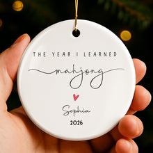 The Year I Learned Mahjong Ornament With Heart - Personalized Custom Ceramic Ornament With Round Shape - HOB365_RCE