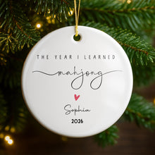 The Year I Learned Mahjong Ornament With Heart - Personalized Custom Ceramic Ornament With Round Shape - HOB365_RCE