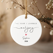 The Year I Learned Mahjong Ornament With Heart - Personalized Custom Ceramic Ornament With Round Shape - HOB365_RCE