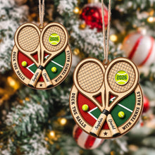 Deck The Halls With Tennis Balls Rackets And Court - Personalized Custom Wood Ornament, Custom Shaped - HOB373_WDO