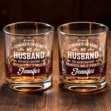 Congrats On Being My Husband, You Lucky (Workaround for offensive term) - Personalized Custom Whiskey Glass - HSB032_RWG