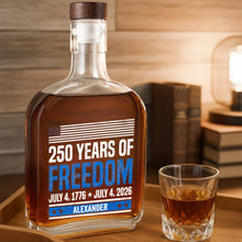 250 Years Of Freedom American Flag Patriotic Design - Personalized Whiskey Bottle - INDE176_WHIBA