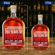 250 Years Of Freedom American Flag Patriotic Design - Personalized Whiskey Bottle - INDE176_WHIBA