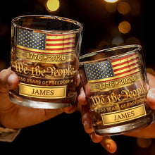 We the People 250 Years of Freedom American Flag - Personalized Custom Whiskey Glass - INDE257_RWG