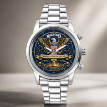 United States Of America Anniversary Eagle And Liberty Bell - Personalized Custom Men's Watch - INDE458_CUMWA